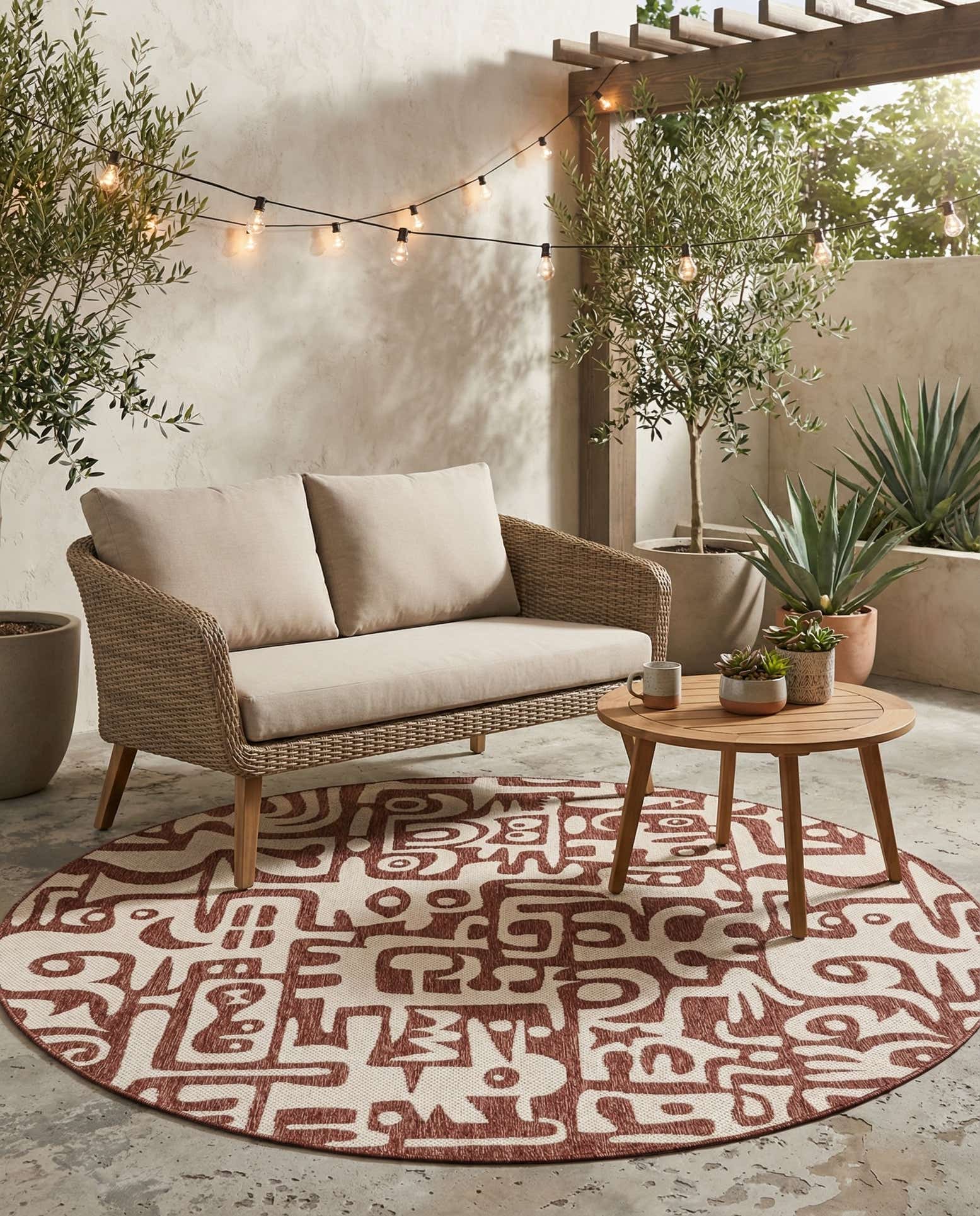7' 10 x 7' 10 Easy-Clean Modern Indoor / Outdoor Round Rug