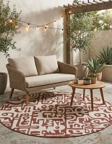 7' 10 x 7' 10 Easy-Clean Modern Indoor / Outdoor Round Rug