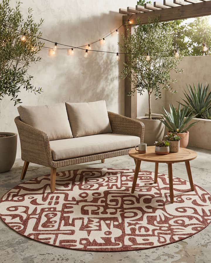 7' 10 x 7' 10 Easy-Clean Modern Indoor / Outdoor Round Rug