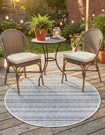 3' x 3' Easy-Clean Ribbon Indoor / Outdoor Round Rug