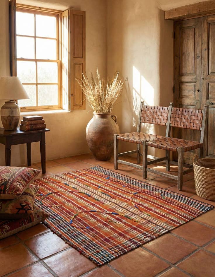 Detail image of 4' 7 x 6' 1 Jajim Wool Rug