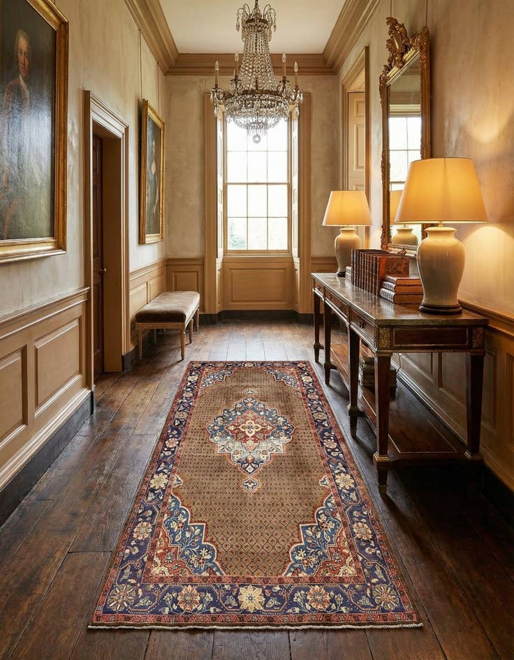 Detail image of  5' x 10' 8  Hand Knotted Songhor Persian Wool Runner Rug