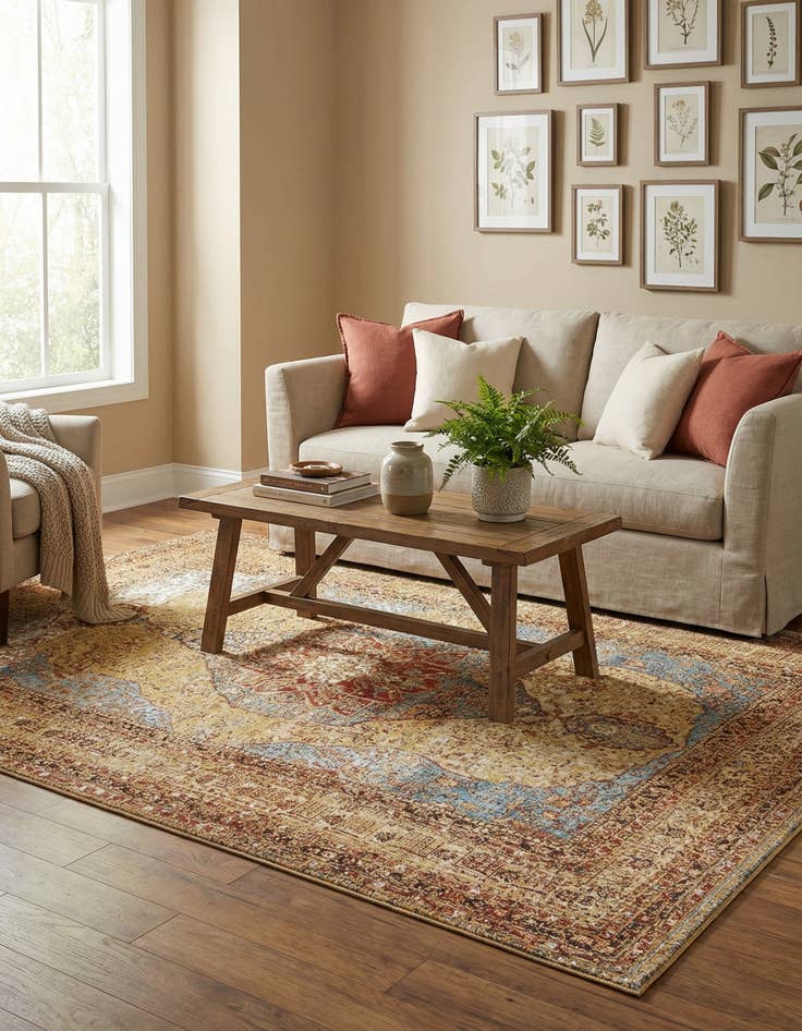 Detail image of 6' x 9'  Washable Traditional Indoor / Outdoor Rug