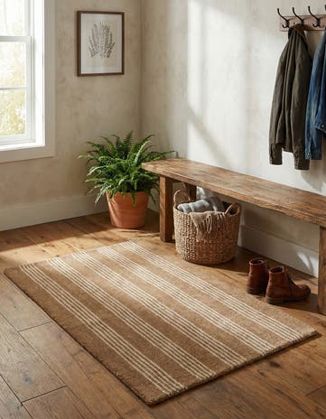 Latte Brown Jill Zarin Striped Wool Rug