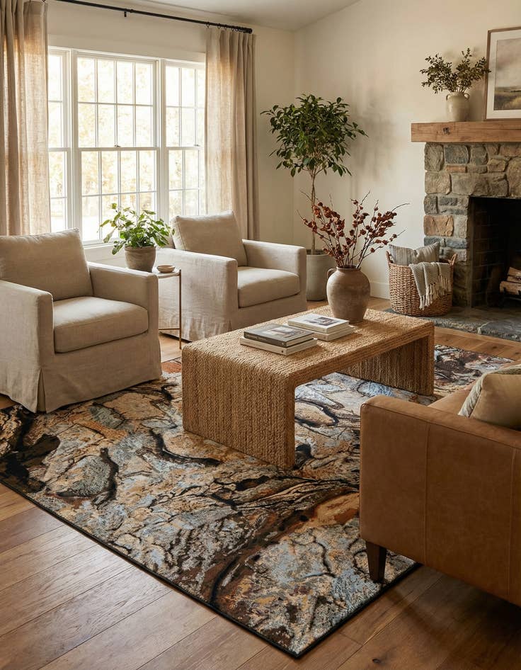 Detail image of  7' 10 x 10'  Washable Modern Indoor / Outdoor Rug