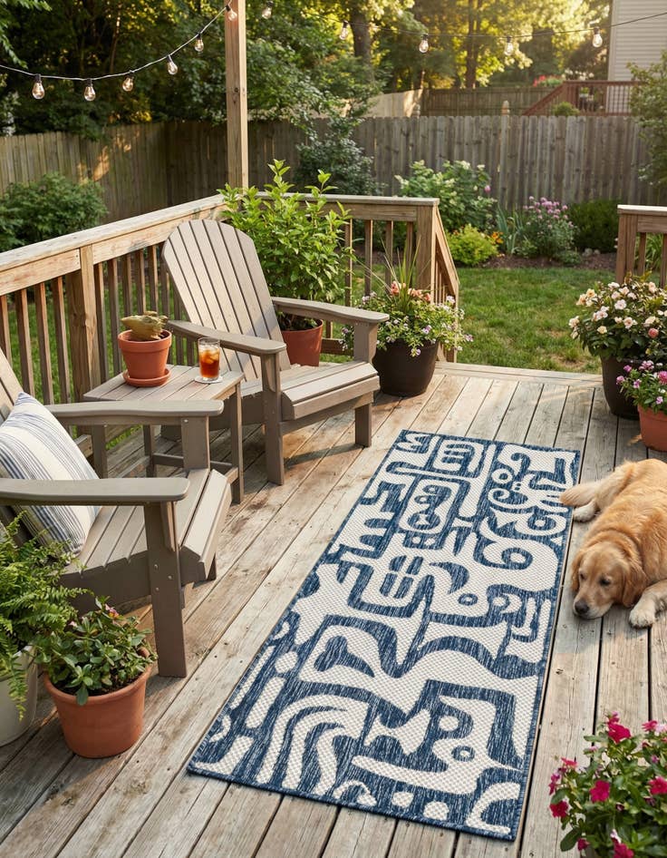 Detail image of  2' x 5' 3  Washable Modern Indoor / Outdoor Runner Rug