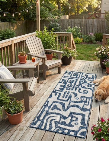 2' x 5' 3 Easy-Clean Modern Indoor / Outdoor Runner Rug