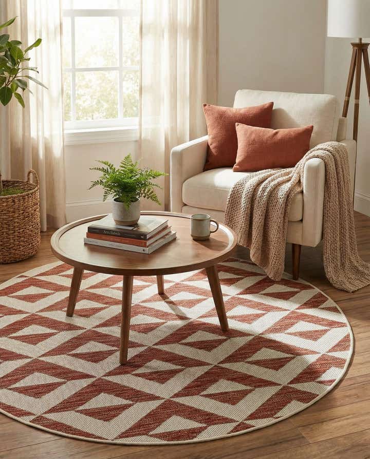 4' x 4' Easy-Clean Jill Zarin Napa Indoor / Outdoor Round Rug