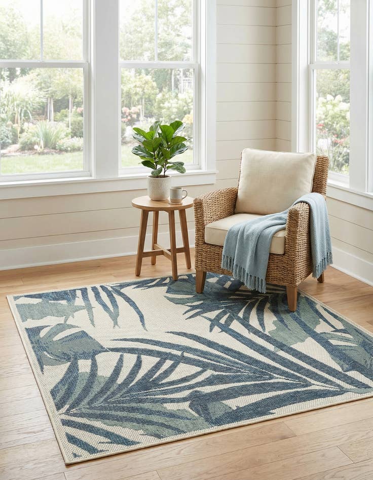 Detail image of 5' 3 x 5' 3  Washable Baja Indoor / Outdoor Square Rug