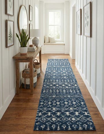 3' 3 x 16' 5 Moroccan Trellis Shag Runner Rug