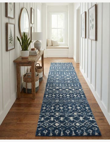 3' 3 x 16' 5 Moroccan Trellis Shag Runner Rug