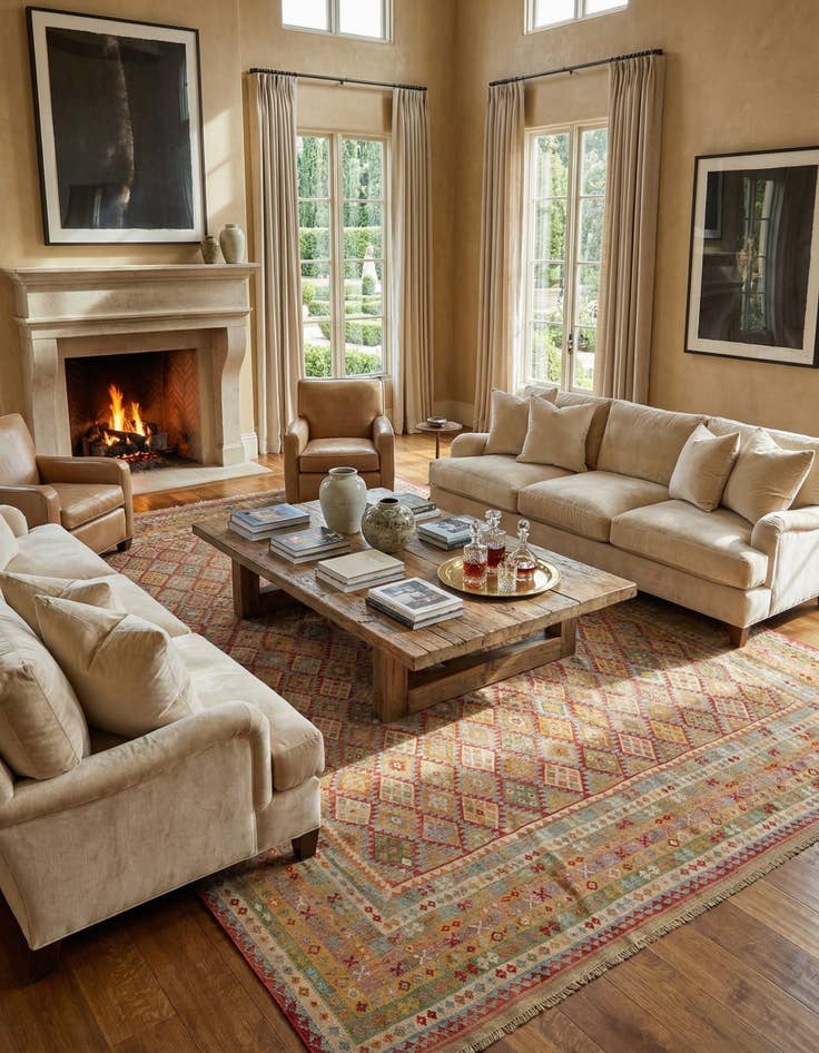 Detail image of 19' 8 x 25' 2  Hand Woven Kilim Maymana Wool Rug