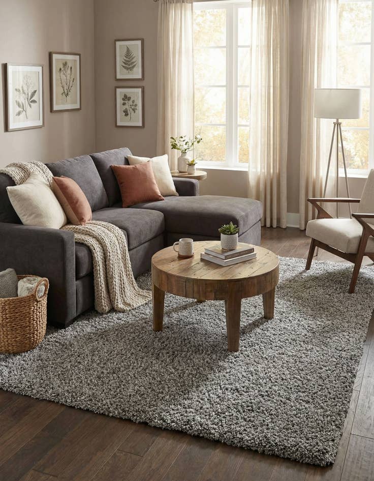 Detail image of  7' x 10' Solid Shag Rug