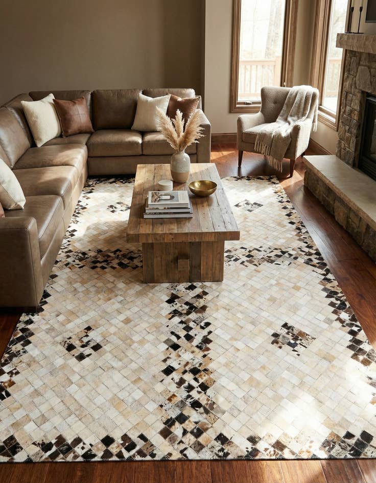 Detail image of 5' x 7' 11 Cowhide Stocks Rug