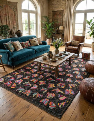 6' 8 x 9' 6 Hand Woven Kilim Suzani Wool Rug