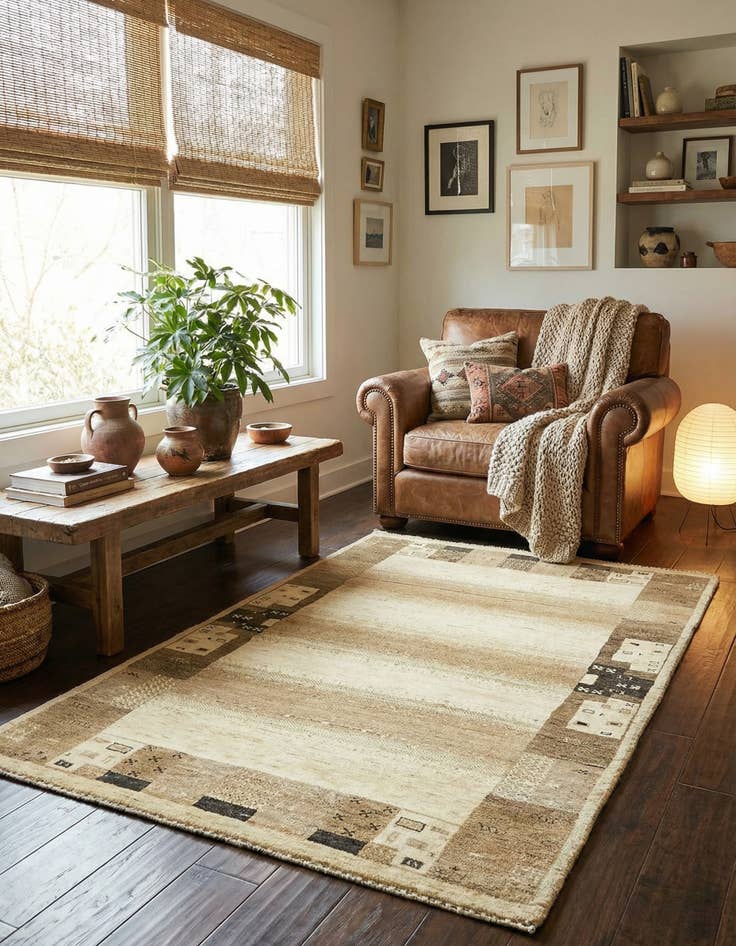 Detail image of 3' 10 x 6'  Hand Knotted Kashkuli Gabbeh Wool Rug