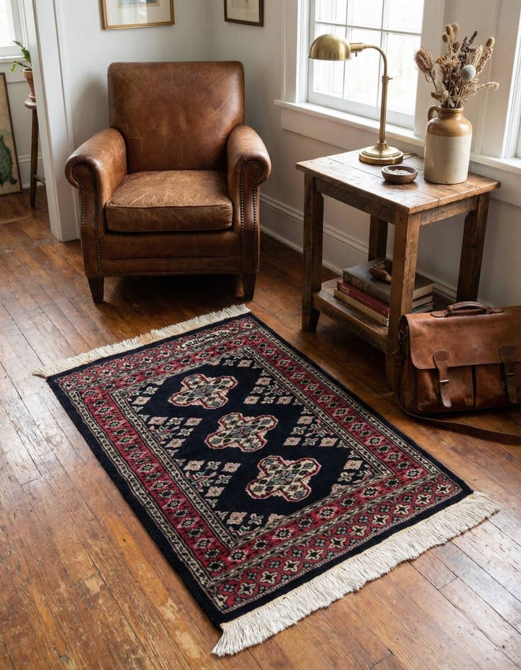 Detail image of  2' 2 x 3'  Hand Knotted Bokhara Oriental Wool Rug