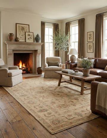 5' 8 x 8' Hand Knotted Peshawar Ziegler Rug