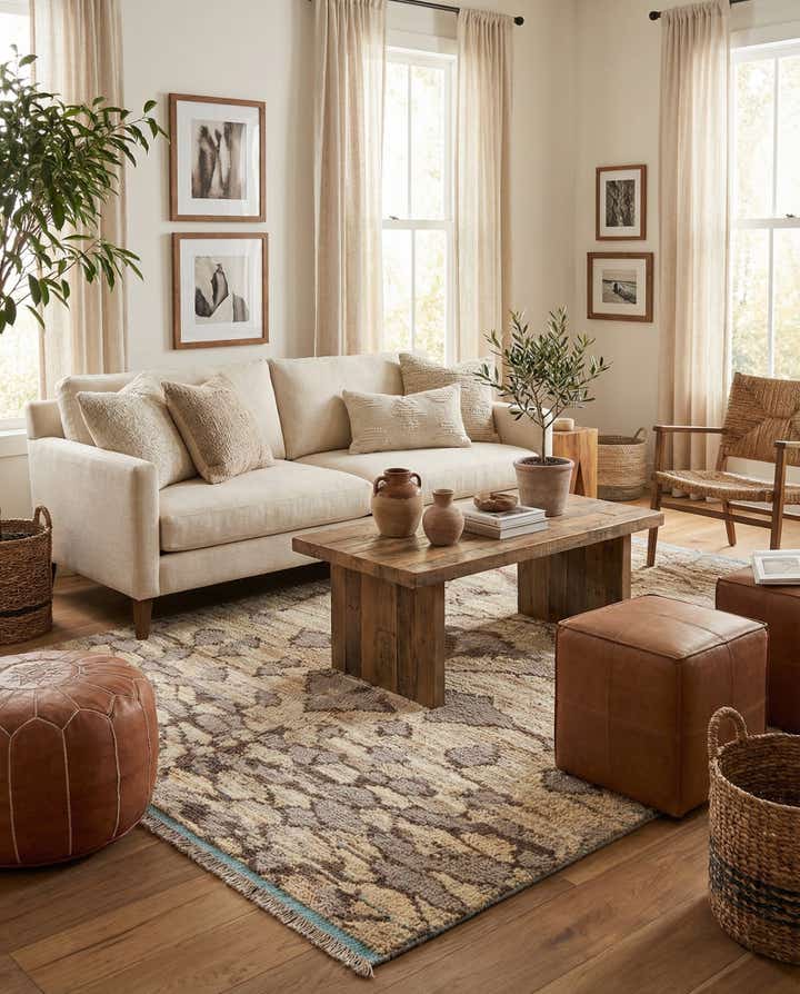 5' x 7' 1 Hand Knotted Moroccan Wool Rug