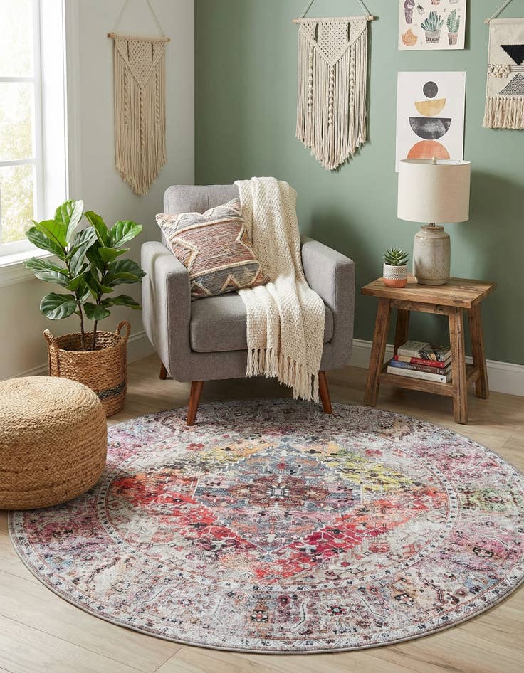 Detail image of  4' x 4'  Washable Yara Round Rug