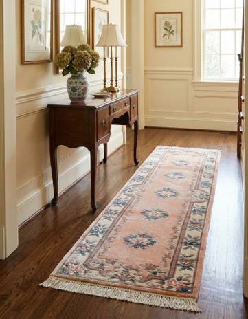 2' 4 x 9' 11 Hand Knotted Carved Pekin Wool Runner Rug