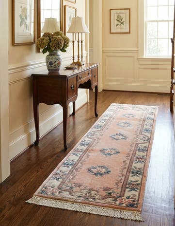 2' 4 x 9' 11 Hand Knotted Carved Pekin Wool Runner Rug