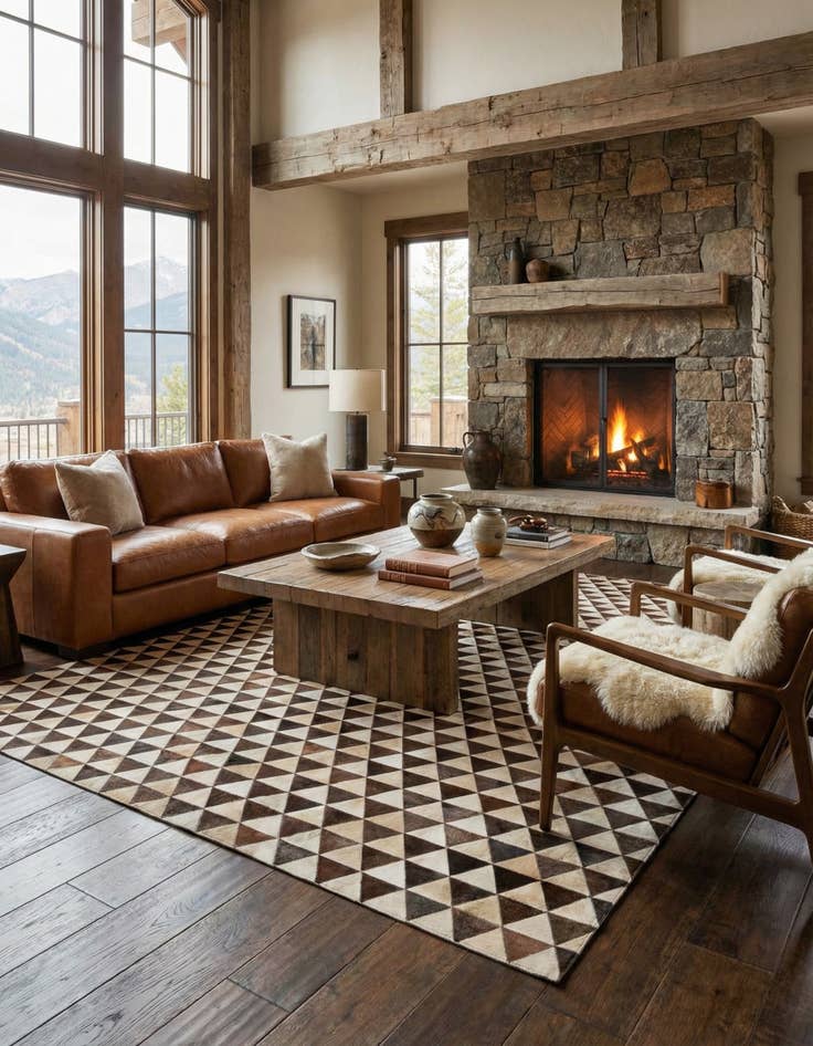 Detail image of 8' 1 x 10' 1 Cowhide Stocks Rug