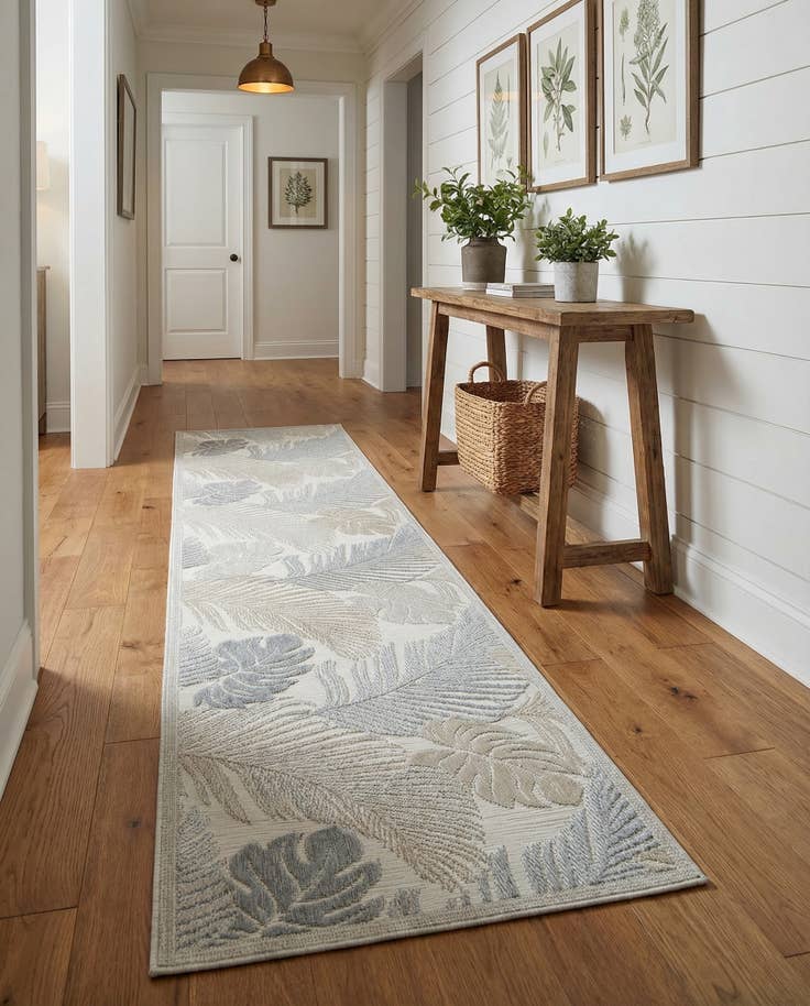 Detail image of 2' 7 x 12' Easy-Clean Botanical Indoor / Outdoor Runner Rug