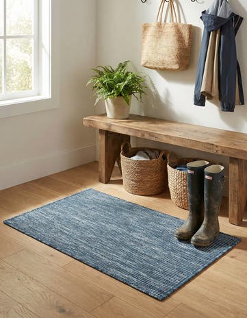Blue Easy-Clean Solid Indoor / Outdoor Rug