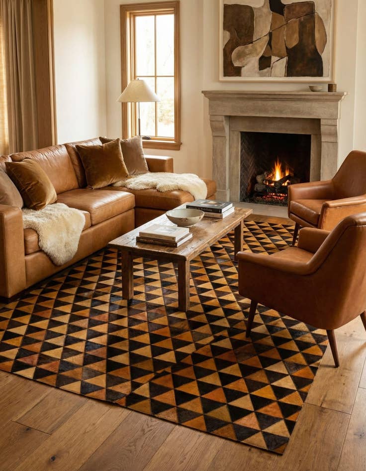 Detail image of  5' 3 x 8' 1 Cowhide - Patchwork Rug