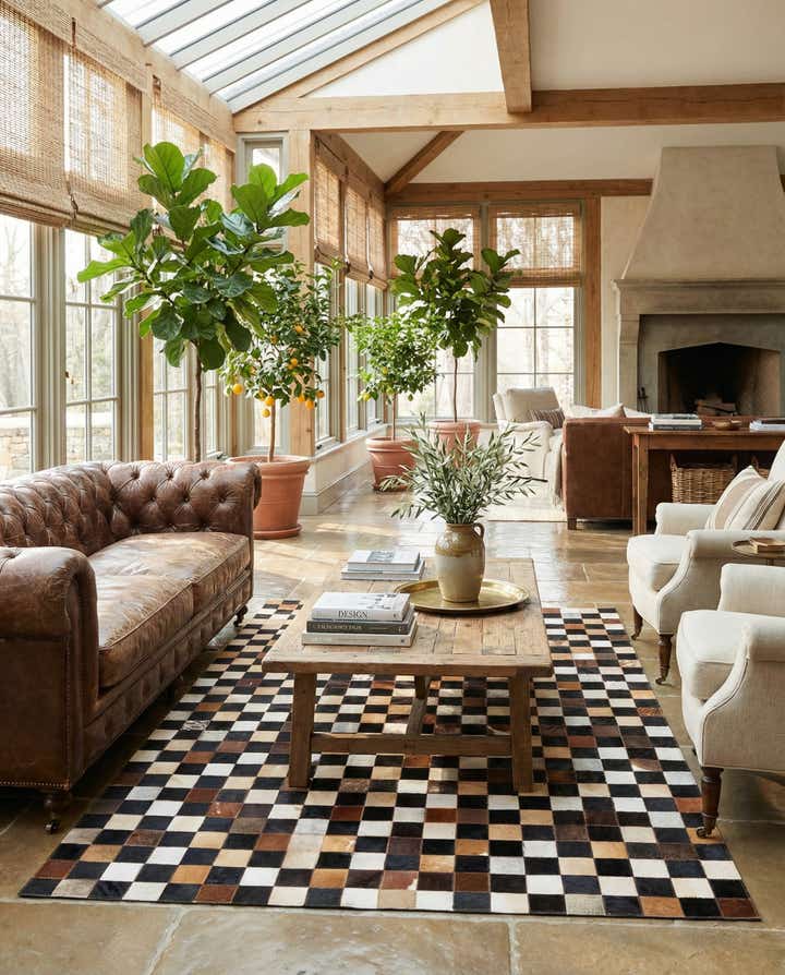 5' x 8' Cowhide Leather Rug