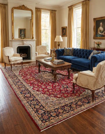 9' 10 x 13' 4 Hand Knotted Isfahan Persian Wool Rug