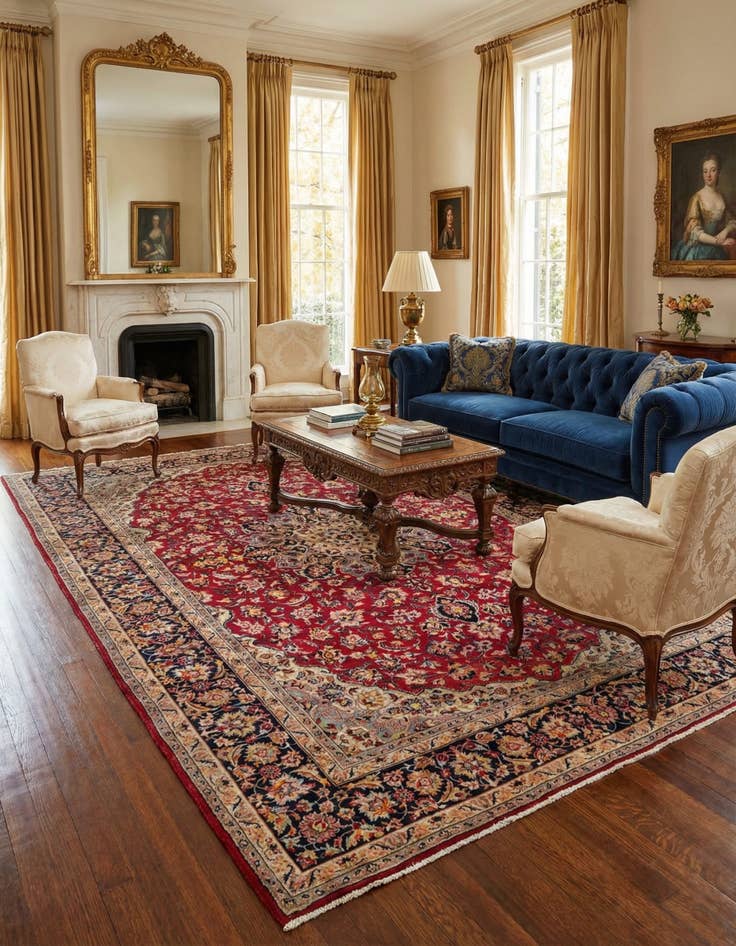 Detail image of 9' 10 x 13' 4  Hand Knotted Isfahan Persian Wool Rug