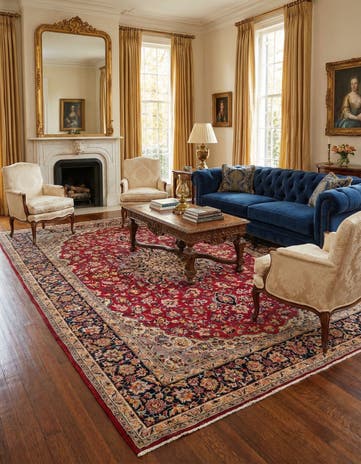 9' 10 x 13' 4 Hand Knotted Isfahan Persian Wool Rug