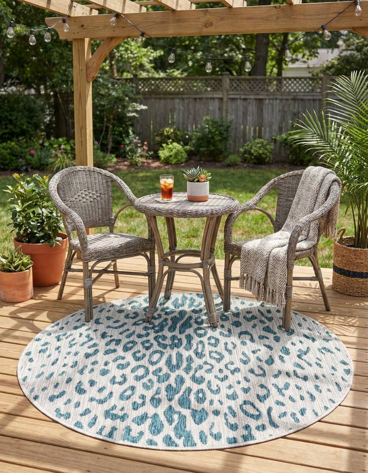 Detail image of 3' x 3'  Washable Safari Indoor / Outdoor Round Rug