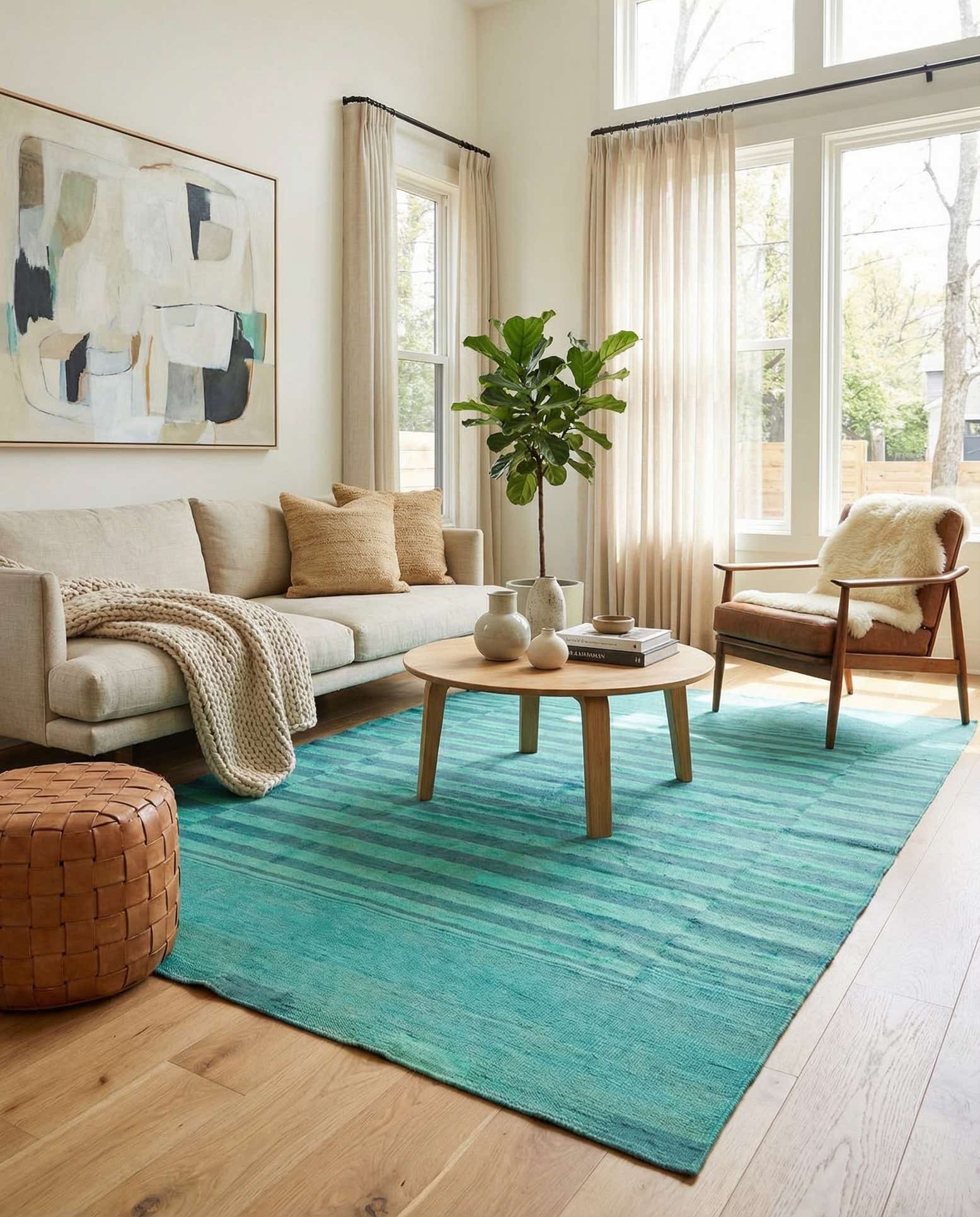 5' 7 x 7' 6 Hand Woven Kilim Modern Wool Rug