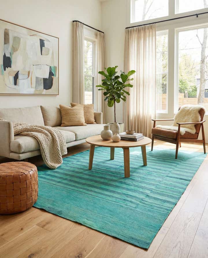 5' 7 x 7' 6 Hand Woven Kilim Modern Wool Rug