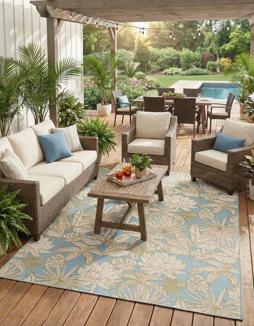 9' x 12' Easy-Clean Botanical Indoor / Outdoor Rug