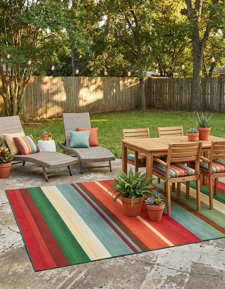 Detail image of  6' x 9'  Washable Modern Indoor / Outdoor Rug