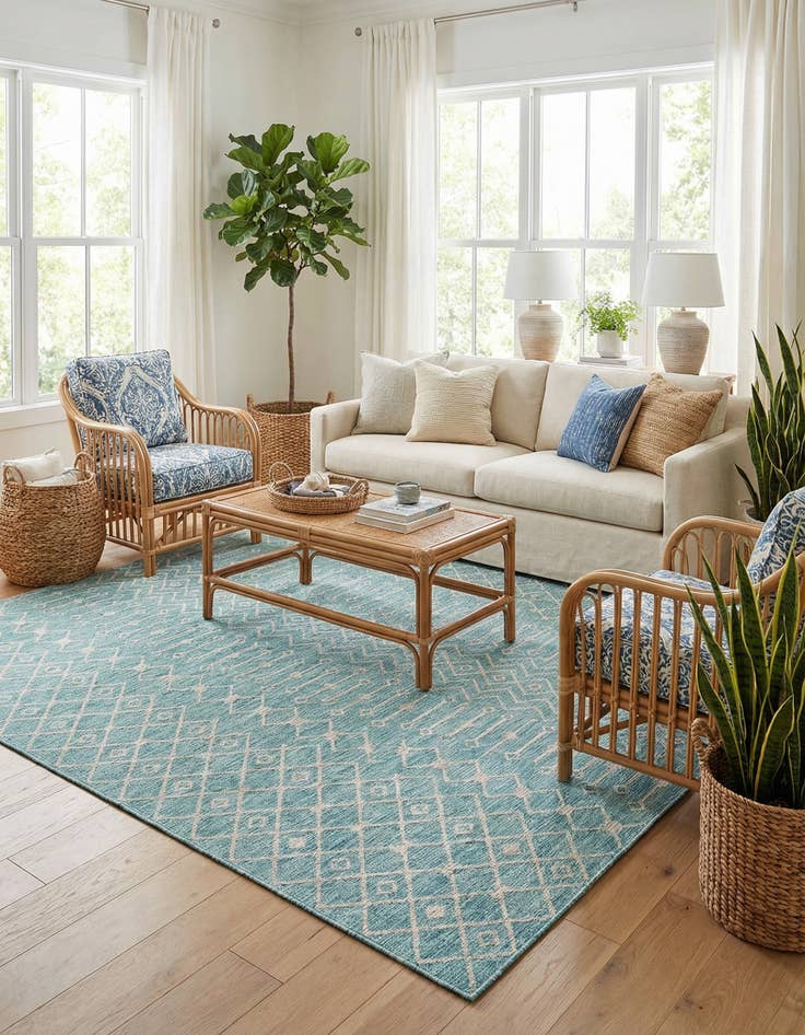 Detail image of 10' x 14'  Washable Trellis Indoor / Outdoor Rug