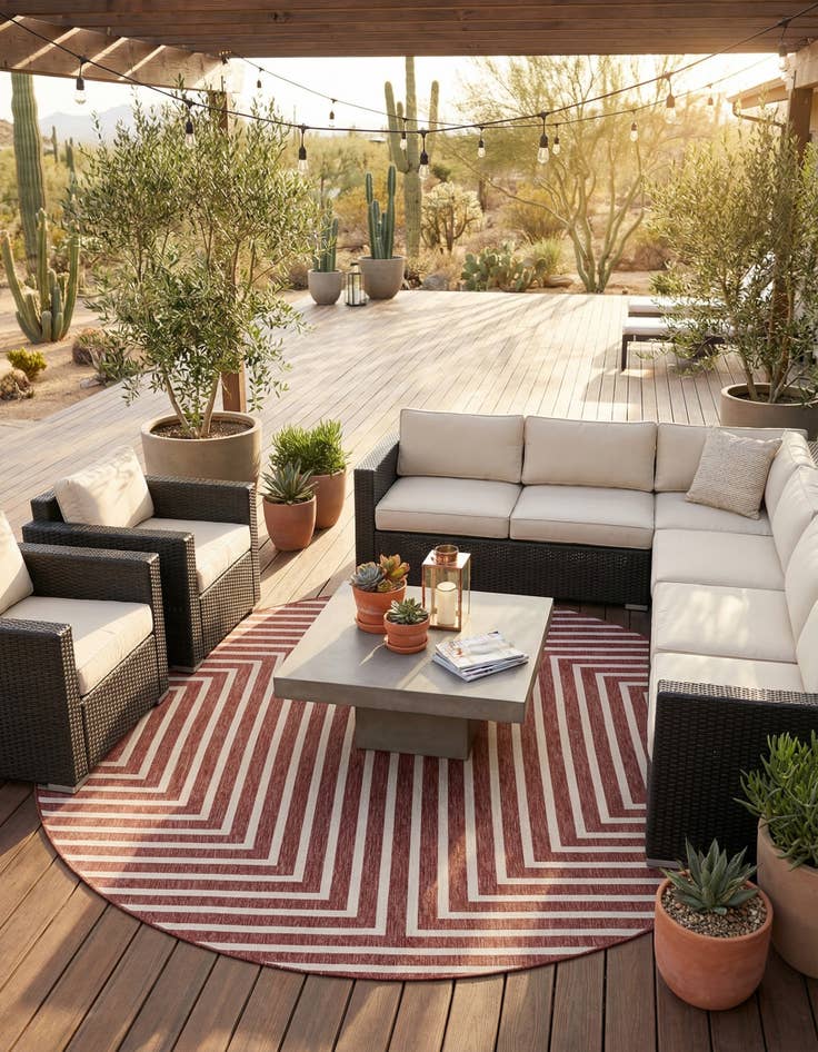 Detail image of  10' x 10'  Washable Modern Indoor / Outdoor Round Rug