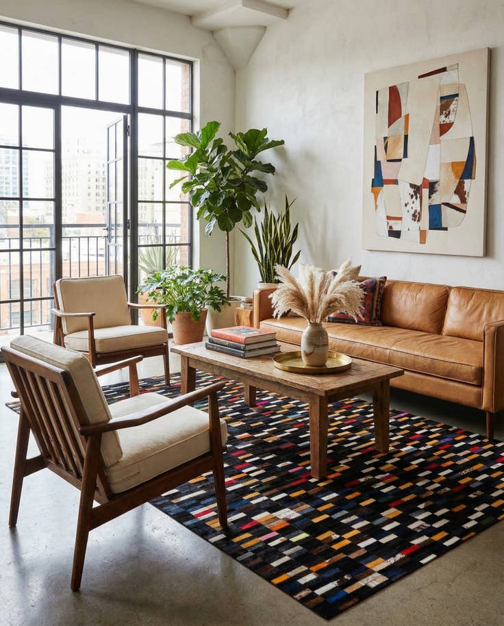 Detail image of 5' 2 x 7' 11 Cowhide - Patchwork Rug