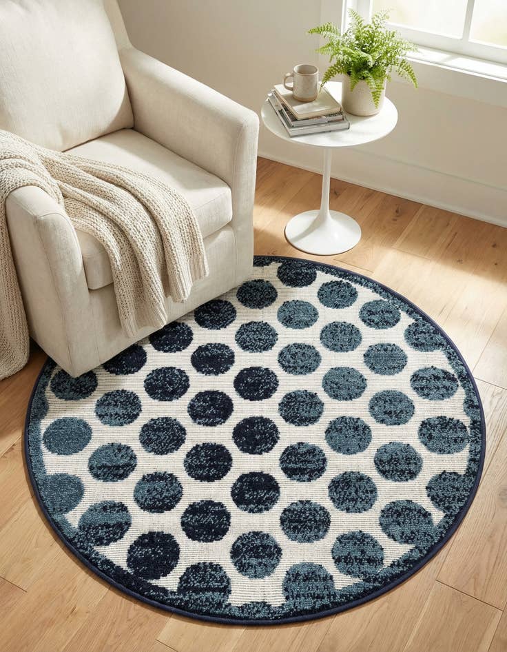Detail image of  3' x 3'  Washable Sabrina Soto Indoor / Outdoor Round Rug