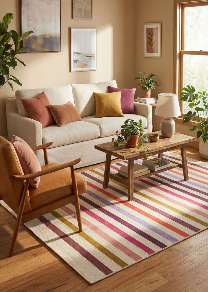 5' 3 x 8' Easy-Clean Ribbon Indoor / Outdoor Rug
