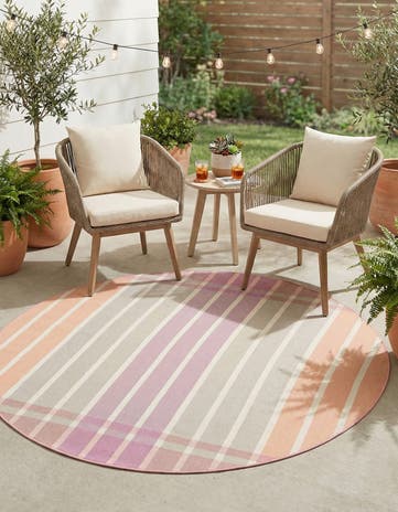 7' 10 x 7' 10 Easy-Clean Ribbon Indoor / Outdoor Round Rug