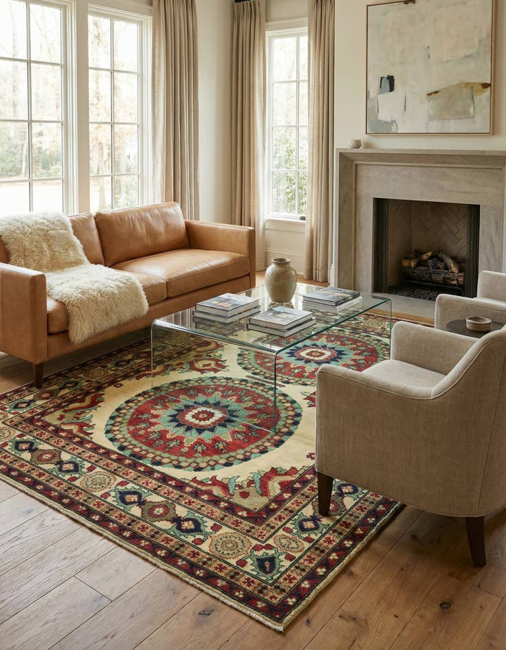 Detail image of 6' 6 x 9' 6  Hand Knotted Kazak Rug