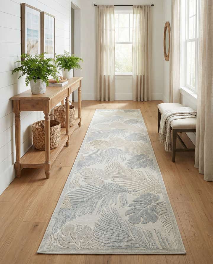 2' 7 x 12' Easy-Clean Botanical Indoor / Outdoor Runner Rug