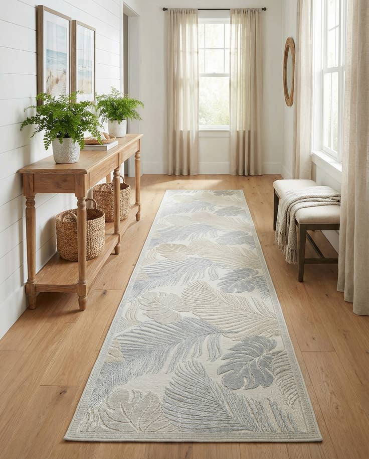 Detail image of 2' 7 x 12' Easy-Clean Botanical Indoor / Outdoor Runner Rug