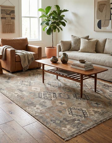 5' 9 x 8' Hand Woven Kilim Maymana Wool Rug