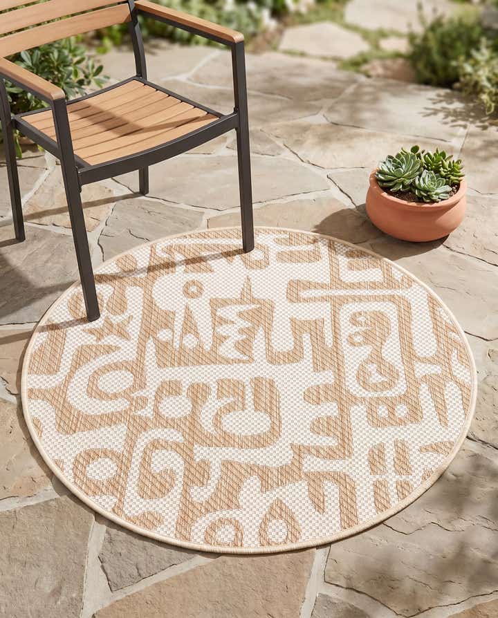 3' x 3' Easy-Clean Modern Indoor / Outdoor Round Rug